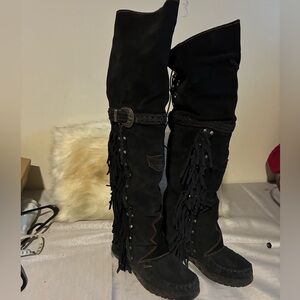 El Vaquero Black Suede Festival Boot